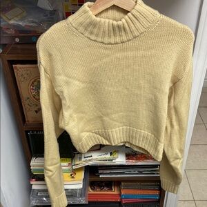 Wilfred Free Yellow Cowl Neck Cropped Sweater